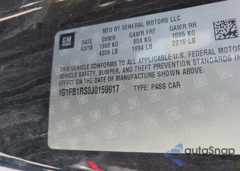 2018 Chevrolet Camaro 1Lt from USA, damaged, VIN 1G1FB1RS0J0159917